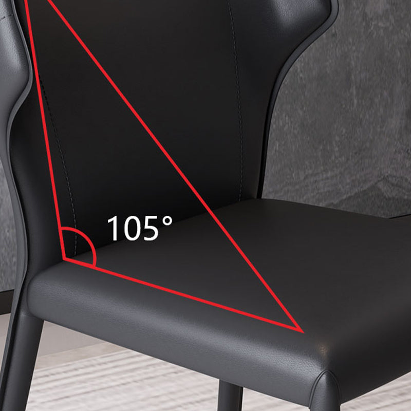 Chaise latéral en cuir moderne finition mate avec ailes pour salle à manger