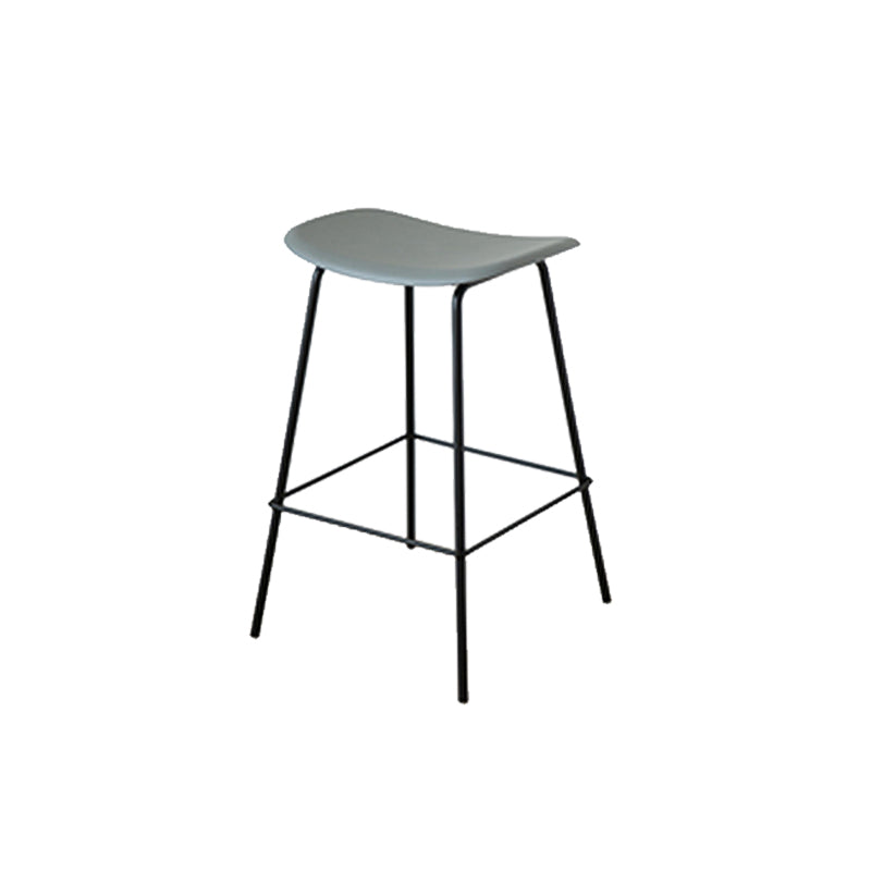Contemporary Contoured Seat Armless Bar Stools with Metal Legs
