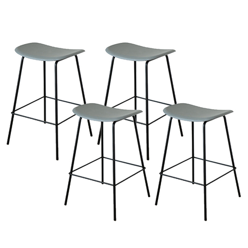 Contemporary Contoured Seat Armless Bar Stools with Metal Legs