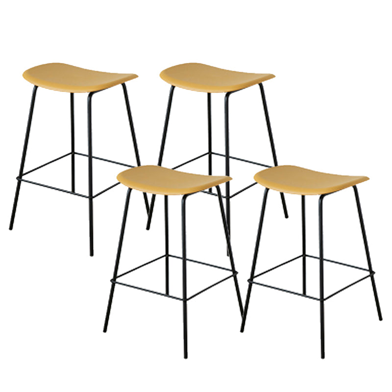 Contemporary Contoured Seat Armless Bar Stools with Metal Legs