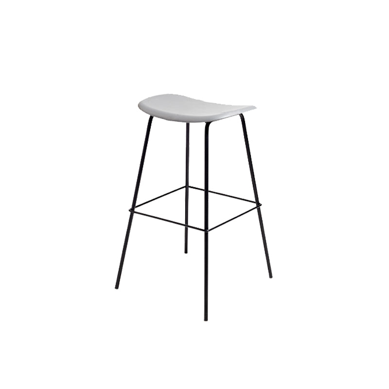 Contemporary Contoured Seat Armless Bar Stools with Metal Legs