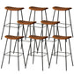 Contemporary Contoured Seat Armless Bar Stools with Metal Legs