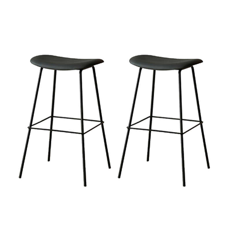 Contemporary Contoured Seat Armless Bar Stools with Metal Legs