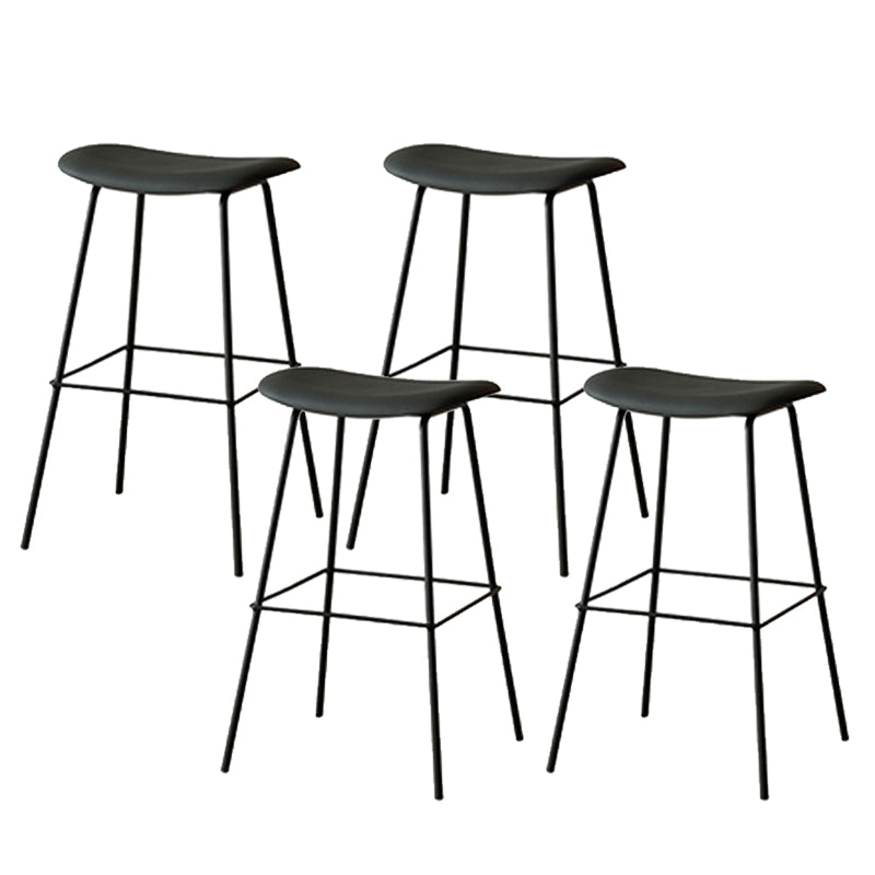 Contemporary Contoured Seat Armless Bar Stools with Metal Legs