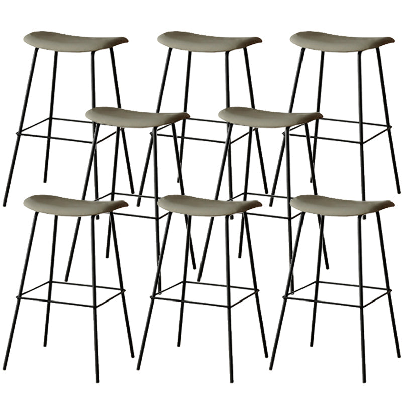 Contemporary Contoured Seat Armless Bar Stools with Metal Legs