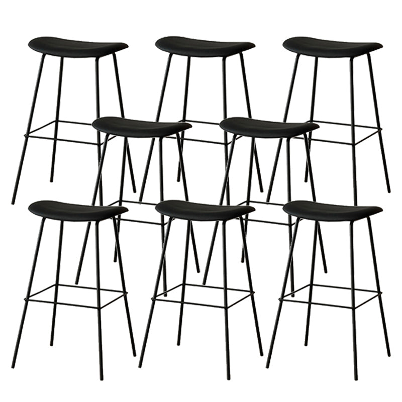 Contemporary Contoured Seat Armless Bar Stools with Metal Legs