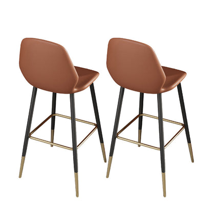Contemporary Armless Counter Height Stools with Footrest in Orange