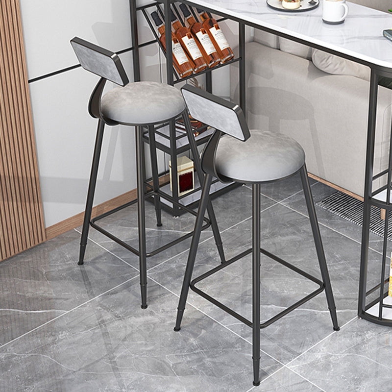 Contemporary Low Back Upholstered and Metal Counter-height Stool with Footrest Clearhalo 'Bar Furniture' 'Bar Stools' 'bar_stools' 'furn' 'furn_bar_stools' 'Furniture' 'Kitchen & Dining Furniture' 7873795