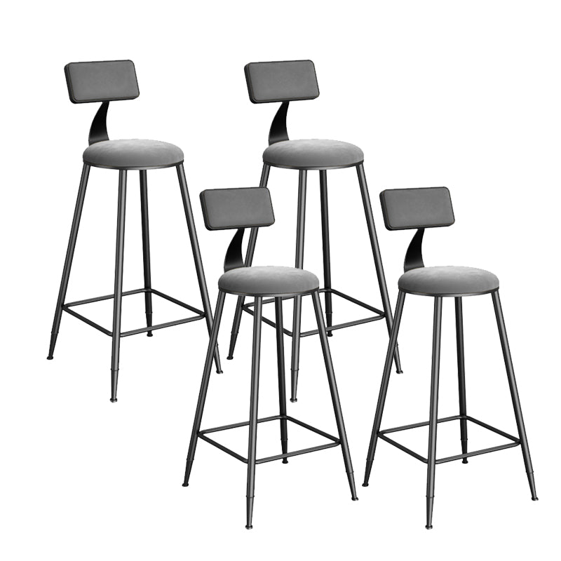 Contemporary Low Back Upholstered and Metal Counter-height Stool with Footrest Black-Gray 4 Piece Set Clearhalo 'Bar Furniture' 'Bar Stools' 'bar_stools' 'furn' 'furn_bar_stools' 'Furniture' 'Kitchen & Dining Furniture' 7873798