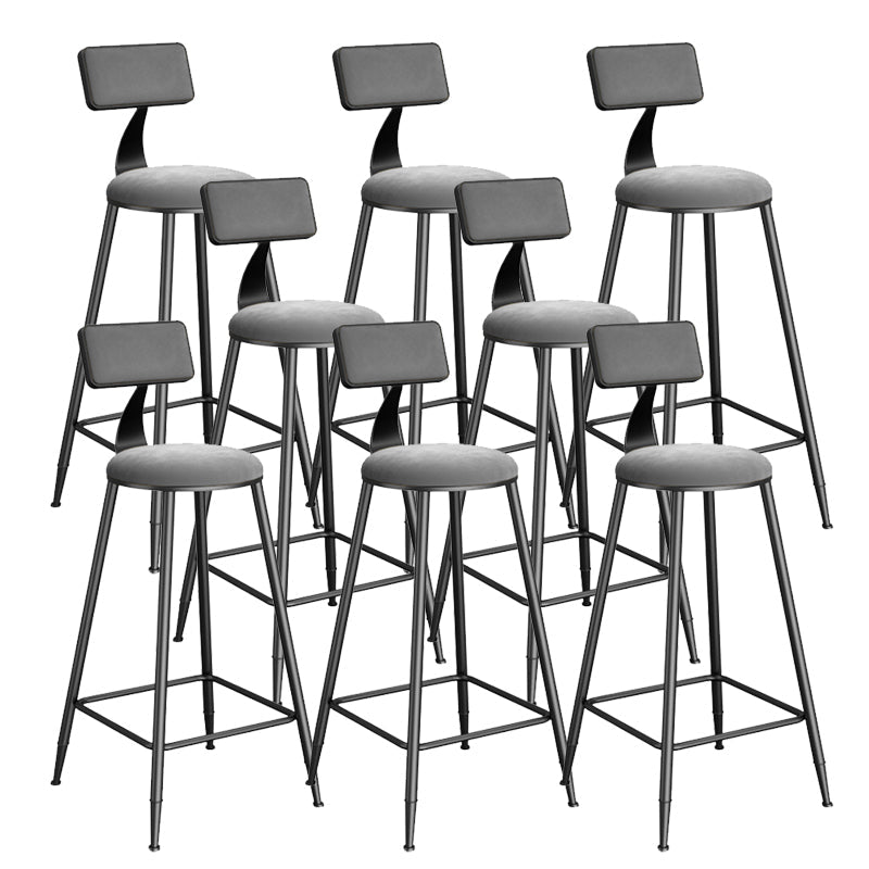 Contemporary Low Back Upholstered and Metal Counter-height Stool with Footrest Black-Gray 8 Piece Set Clearhalo 'Bar Furniture' 'Bar Stools' 'bar_stools' 'furn' 'furn_bar_stools' 'Furniture' 'Kitchen & Dining Furniture' 7873802