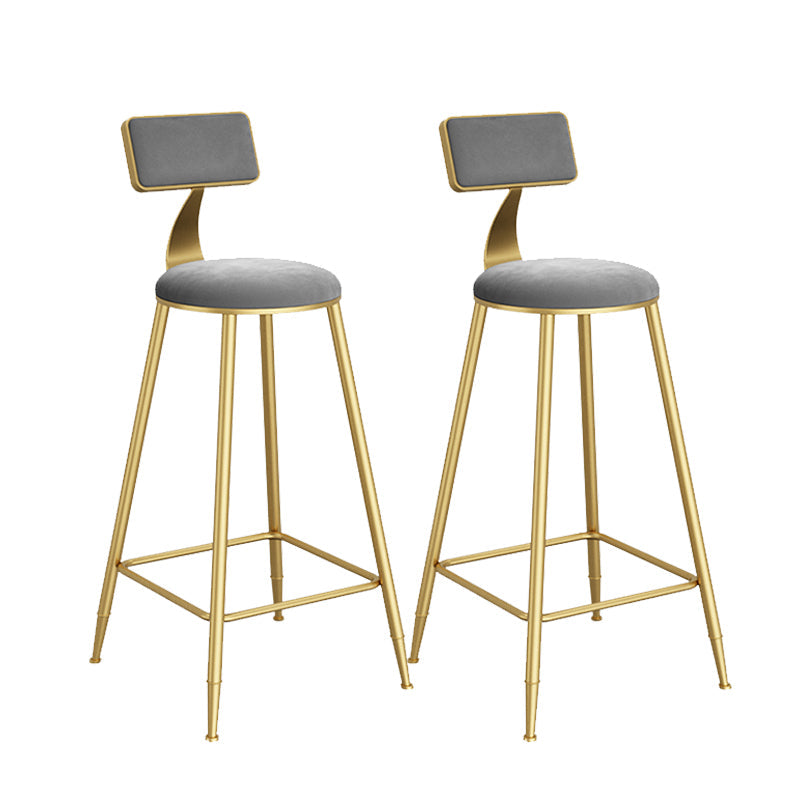 Contemporary Low Back Upholstered and Metal Counter-height Stool with Footrest Gold-grey 4 Piece Set Clearhalo 'Bar Furniture' 'Bar Stools' 'bar_stools' 'furn' 'furn_bar_stools' 'Furniture' 'Kitchen & Dining Furniture' 7873804
