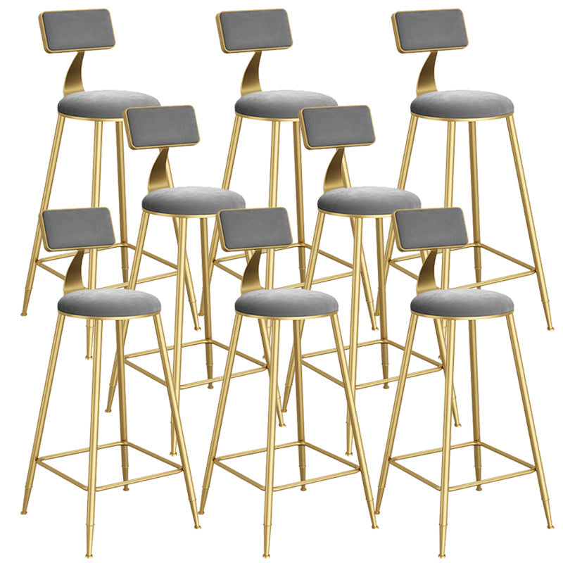 Contemporary Low Back Upholstered and Metal Counter-height Stool with Footrest Gold-grey 8 Piece Set Clearhalo 'Bar Furniture' 'Bar Stools' 'bar_stools' 'furn' 'furn_bar_stools' 'Furniture' 'Kitchen & Dining Furniture' 7873807