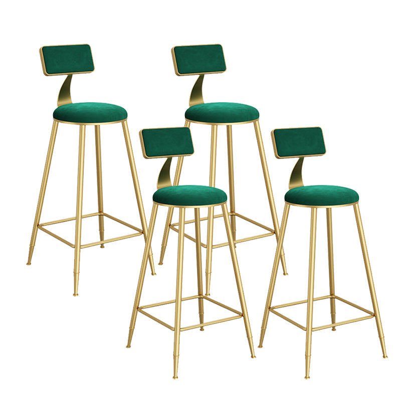 Contemporary Low Back Upholstered and Metal Counter-height Stool with Footrest Gold-Green 2 Piece Set Clearhalo 'Bar Furniture' 'Bar Stools' 'bar_stools' 'furn' 'furn_bar_stools' 'Furniture' 'Kitchen & Dining Furniture' 7873809