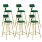 Contemporary Low Back Upholstered and Metal Counter-height Stool with Footrest Gold-Green 6 Piece Set Clearhalo 'Bar Furniture' 'Bar Stools' 'bar_stools' 'furn' 'furn_bar_stools' 'Furniture' 'Kitchen & Dining Furniture' 7873810