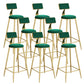 Contemporary Low Back Upholstered and Metal Counter-height Stool with Footrest Gold-Green 8 Piece Set Clearhalo 'Bar Furniture' 'Bar Stools' 'bar_stools' 'furn' 'furn_bar_stools' 'Furniture' 'Kitchen & Dining Furniture' 7873811