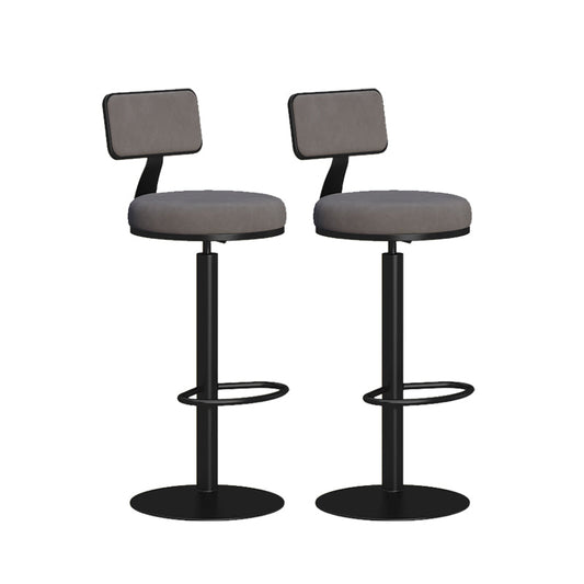 Contemporary Low Back Counter Height Stools with Footrest for Living Room Black-Gray 2 Piece Set