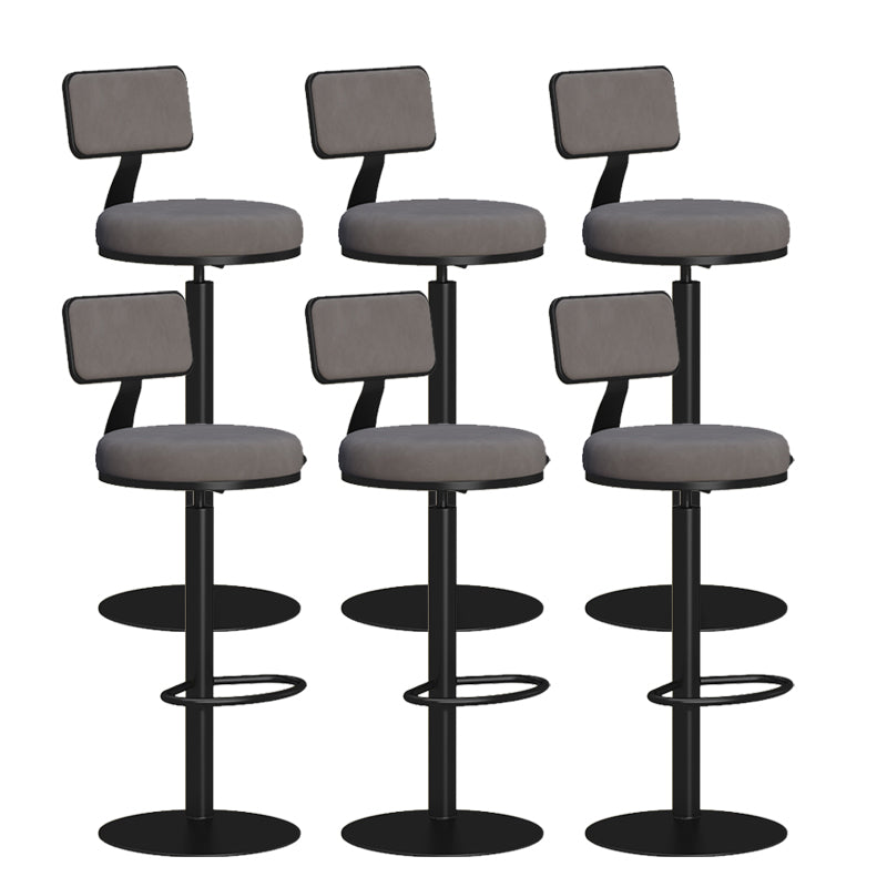 Contemporary Low Back Counter Height Stools with Footrest for Living Room Black-Gray 6 Piece Set Clearhalo 'Bar Furniture' 'Bar Stools' 'bar_stools' 'furn' 'furn_bar_stools' 'Furniture' 'Kitchen & Dining Furniture' 7873855