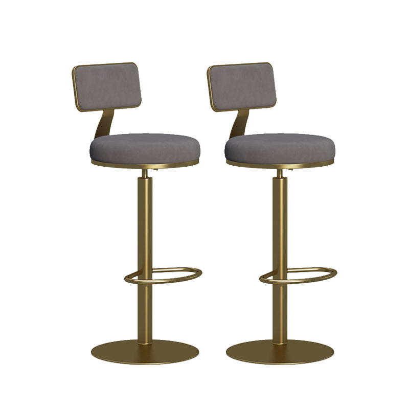 Contemporary Low Back Counter Height Stools with Footrest for Living Room Gold-grey 2 Piece Set Clearhalo 'Bar Furniture' 'Bar Stools' 'bar_stools' 'furn' 'furn_bar_stools' 'Furniture' 'Kitchen & Dining Furniture' 7873858