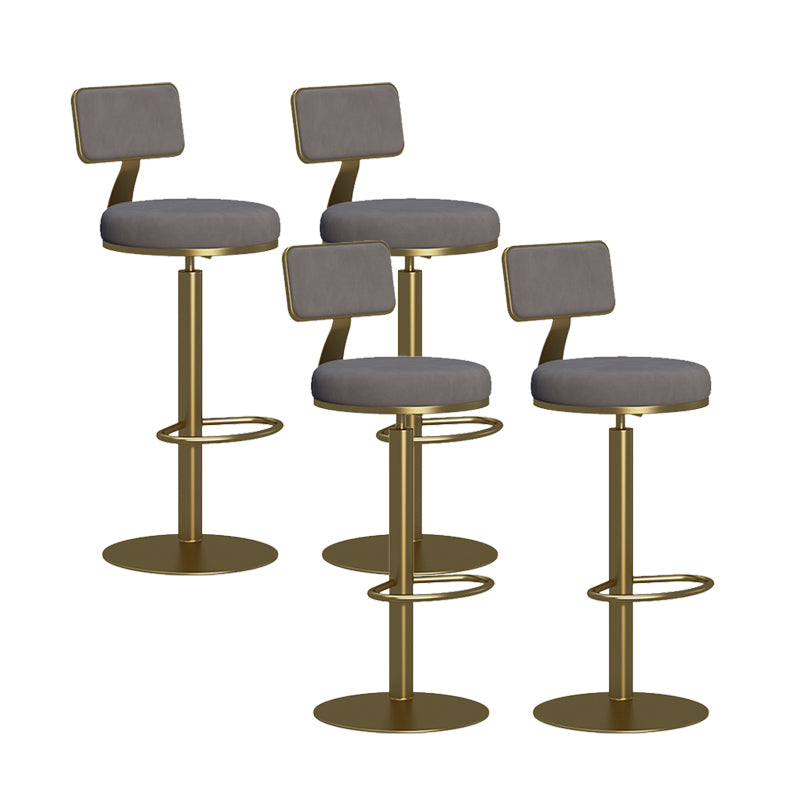 Contemporary Low Back Counter Height Stools with Footrest for Living Room Gold-grey 4 Piece Set Clearhalo 'Bar Furniture' 'Bar Stools' 'bar_stools' 'furn' 'furn_bar_stools' 'Furniture' 'Kitchen & Dining Furniture' 7873860