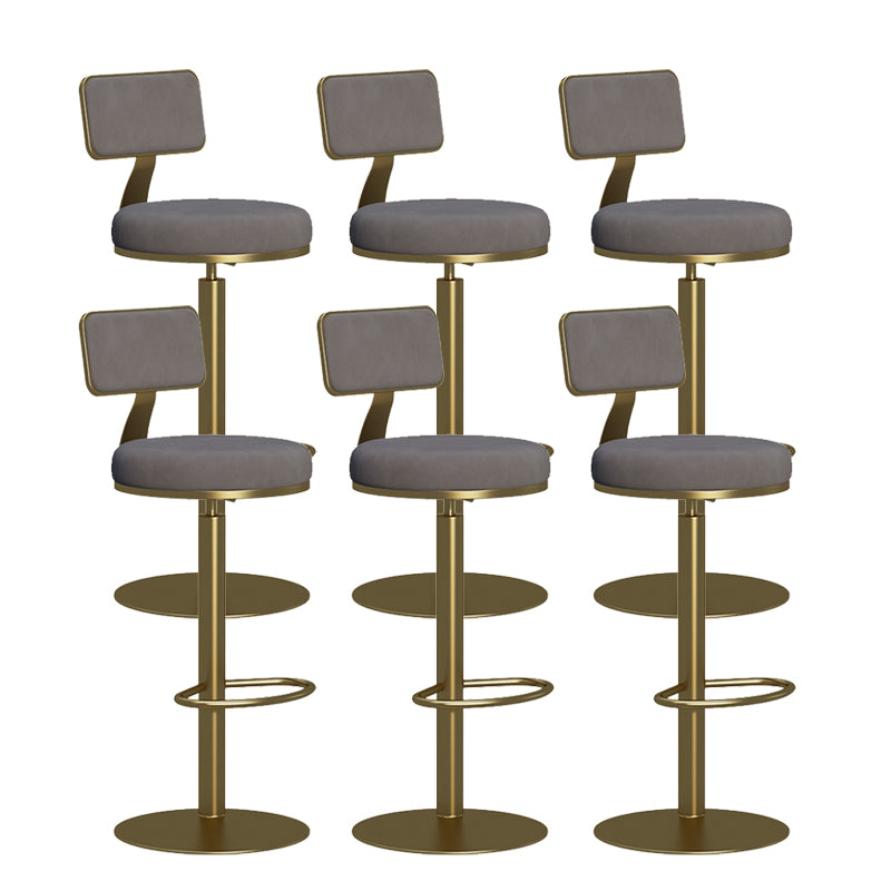 Contemporary Low Back Counter Height Stools with Footrest for Living Room Gold-grey 6 Piece Set Clearhalo 'Bar Furniture' 'Bar Stools' 'bar_stools' 'furn' 'furn_bar_stools' 'Furniture' 'Kitchen & Dining Furniture' 7873862