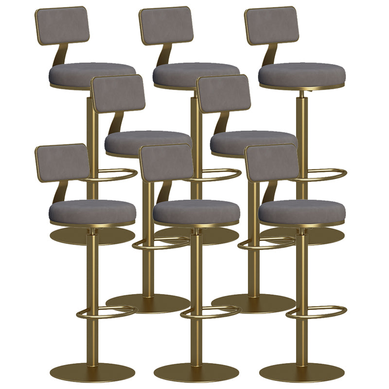 Contemporary Low Back Counter Height Stools with Footrest for Living Room Gold-grey 8 Piece Set Clearhalo 'Bar Furniture' 'Bar Stools' 'bar_stools' 'furn' 'furn_bar_stools' 'Furniture' 'Kitchen & Dining Furniture' 7873865