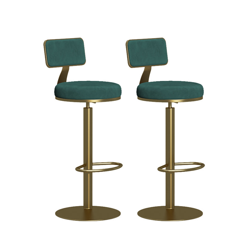 Contemporary Low Back Counter Height Stools with Footrest for Living Room Gold-Green 2 Piece Set Clearhalo 'Bar Furniture' 'Bar Stools' 'bar_stools' 'furn' 'furn_bar_stools' 'Furniture' 'Kitchen & Dining Furniture' 7873867