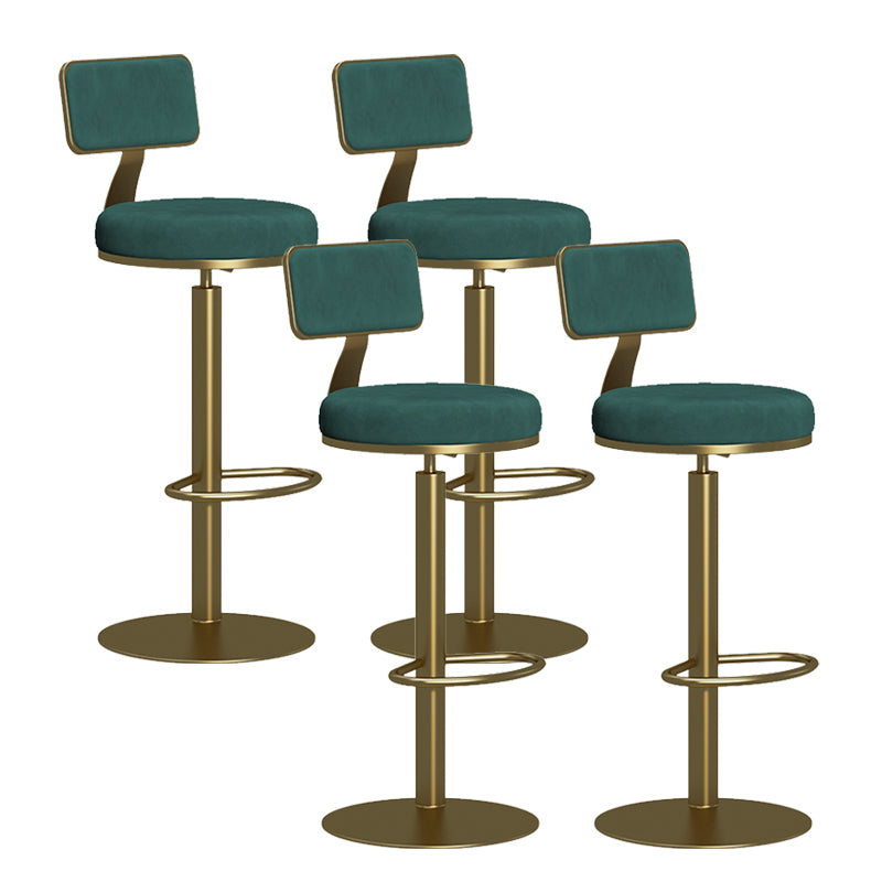 Contemporary Low Back Counter Height Stools with Footrest for Living Room Gold-Green 4 Piece Set Clearhalo 'Bar Furniture' 'Bar Stools' 'bar_stools' 'furn' 'furn_bar_stools' 'Furniture' 'Kitchen & Dining Furniture' 7873868