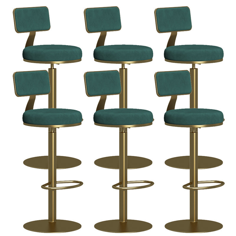 Contemporary Low Back Counter Height Stools with Footrest for Living Room Gold-Green 6 Piece Set Clearhalo 'Bar Furniture' 'Bar Stools' 'bar_stools' 'furn' 'furn_bar_stools' 'Furniture' 'Kitchen & Dining Furniture' 7873869
