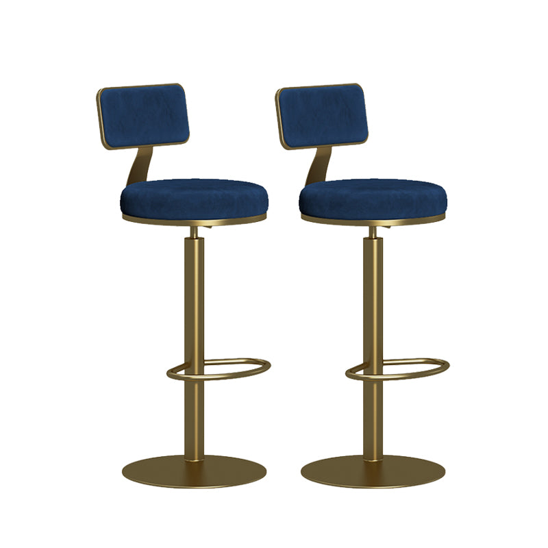 Contemporary Low Back Counter Height Stools with Footrest for Living Room Gold Blue 2 Piece Set Clearhalo 'Bar Furniture' 'Bar Stools' 'bar_stools' 'furn' 'furn_bar_stools' 'Furniture' 'Kitchen & Dining Furniture' 7873871