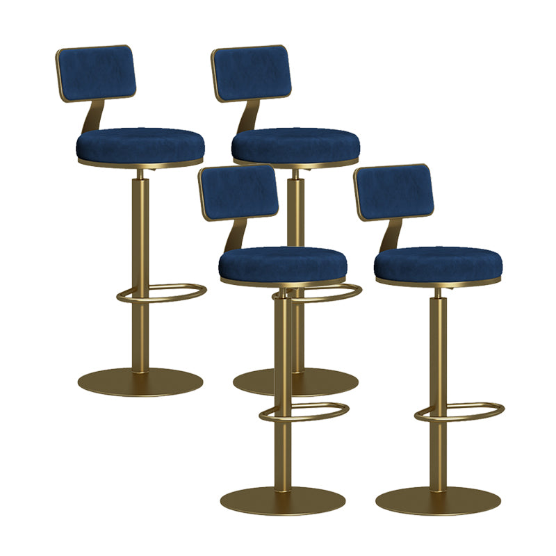 Contemporary Low Back Counter Height Stools with Footrest for Living Room Gold Blue 4 Piece Set Clearhalo 'Bar Furniture' 'Bar Stools' 'bar_stools' 'furn' 'furn_bar_stools' 'Furniture' 'Kitchen & Dining Furniture' 7873872