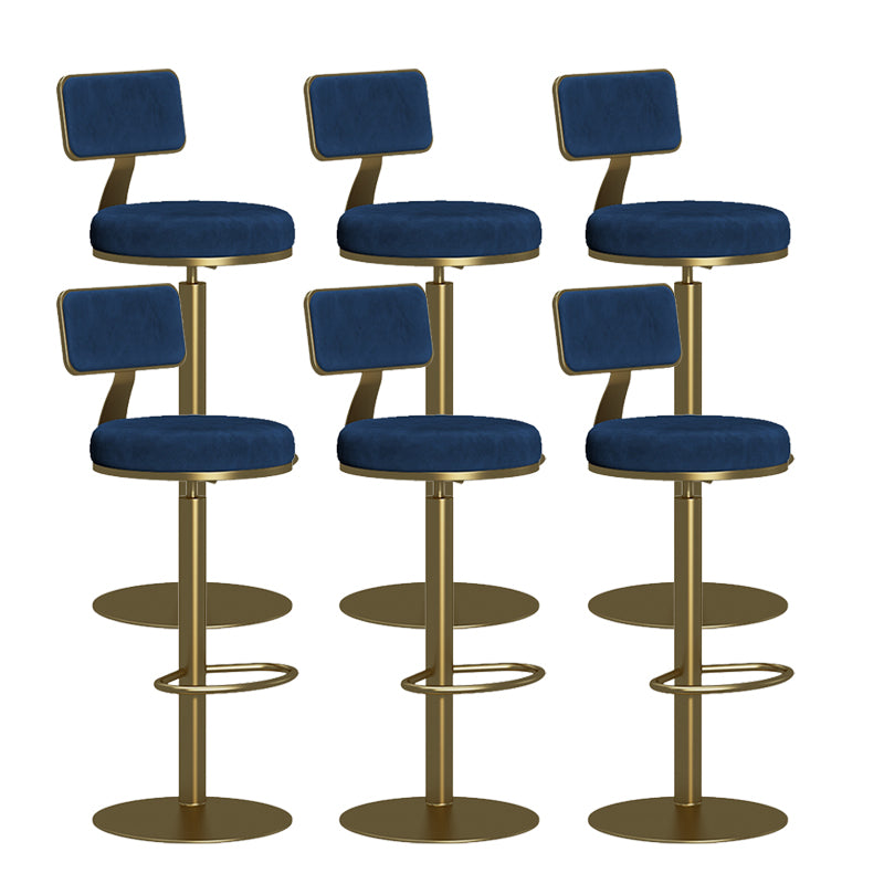 Contemporary Low Back Counter Height Stools with Footrest for Living Room Gold Blue 6 Piece Set Clearhalo 'Bar Furniture' 'Bar Stools' 'bar_stools' 'furn' 'furn_bar_stools' 'Furniture' 'Kitchen & Dining Furniture' 7873873