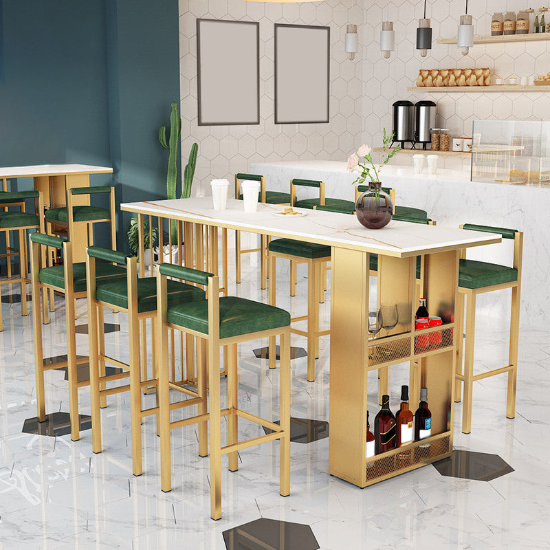 Stile glam 1/2/7 pezzi tavolo da bar rettangolare in pietra set per interno