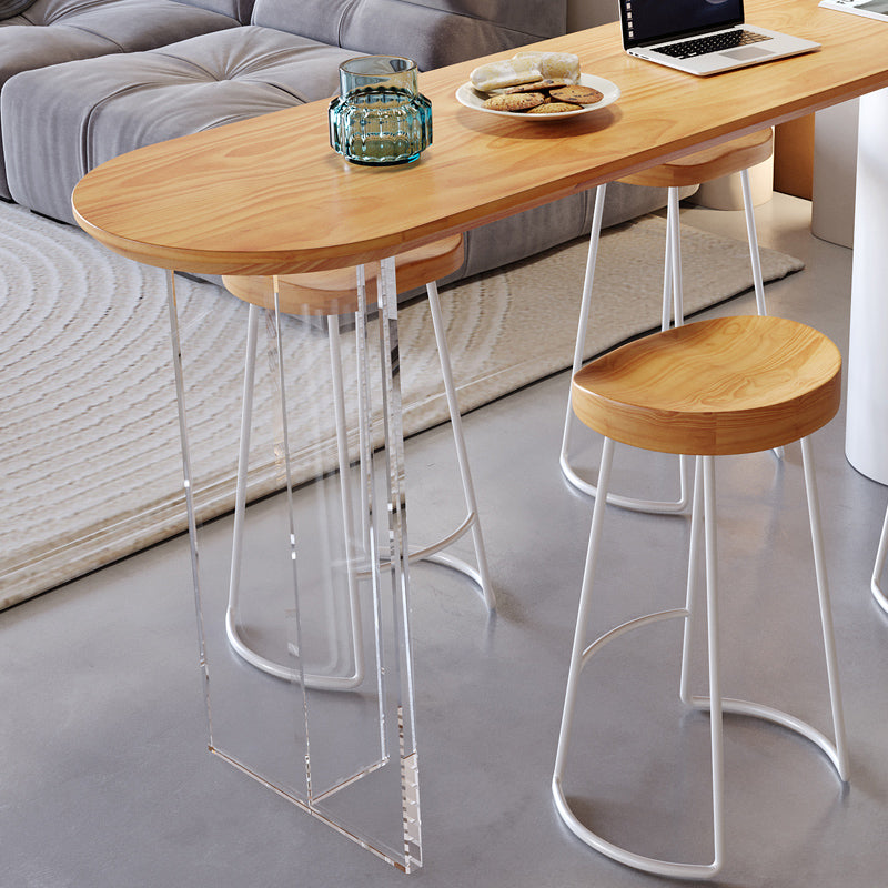 Eigentijdse massief houten top ovale bar eettafel voor woonkamer