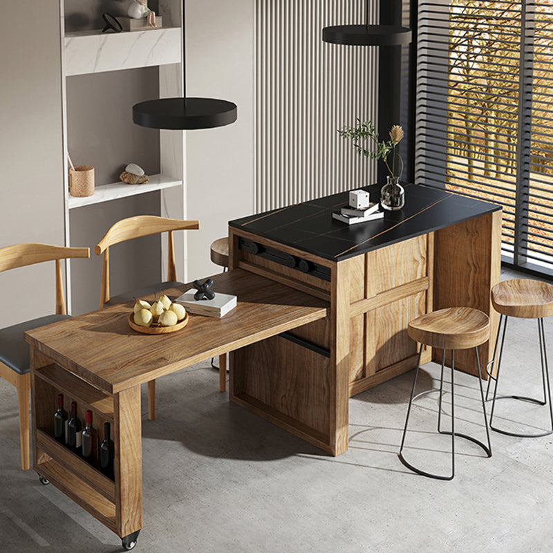 Tavolo da cucina rettangolare moderna in pietra bianca con 6 cassetti