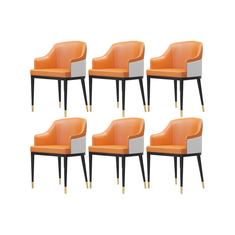 Faux Leather Dining Chairs Glam Style Parsons Arm Chair for Dining Room Orange White 6 Piece Set Clearhalo 'Dining Chairs' 'Dining Tables & Seating' 'dining_chair' 'furn' 'furn_dining_chair' 'Furniture' 'Kitchen & Dining Furniture' 7875005