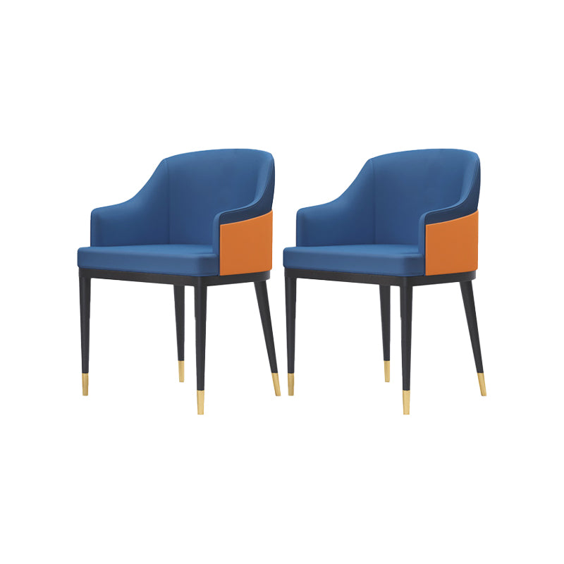 Faux Leather Dining Chairs Glam Style Parsons Arm Chair for Dining Room Blue-Orange 2 Piece Set Clearhalo 'Dining Chairs' 'Dining Tables & Seating' 'dining_chair' 'furn' 'furn_dining_chair' 'Furniture' 'Kitchen & Dining Furniture' 7875010