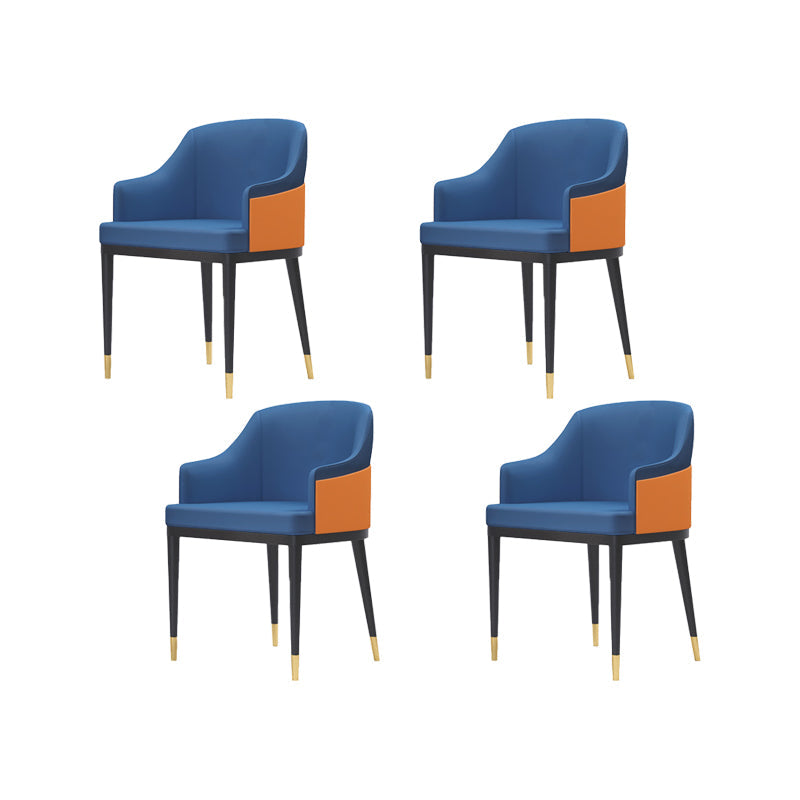 Faux Leather Dining Chairs Glam Style Parsons Arm Chair for Dining Room Blue-Orange 4 Piece Set Clearhalo 'Dining Chairs' 'Dining Tables & Seating' 'dining_chair' 'furn' 'furn_dining_chair' 'Furniture' 'Kitchen & Dining Furniture' 7875012