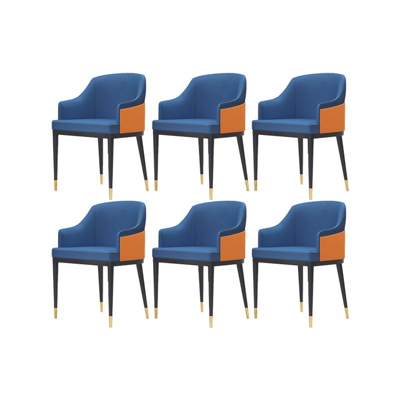 Faux Leather Dining Chairs Glam Style Parsons Arm Chair for Dining Room Blue-Orange 6 Piece Set Clearhalo 'Dining Chairs' 'Dining Tables & Seating' 'dining_chair' 'furn' 'furn_dining_chair' 'Furniture' 'Kitchen & Dining Furniture' 7875014