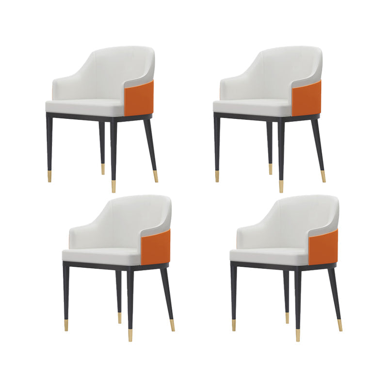 Faux Leather Dining Chairs Glam Style Parsons Arm Chair for Dining Room White Orange 4 Piece Set Clearhalo 'Dining Chairs' 'Dining Tables & Seating' 'dining_chair' 'furn' 'furn_dining_chair' 'Furniture' 'Kitchen & Dining Furniture' 7875019