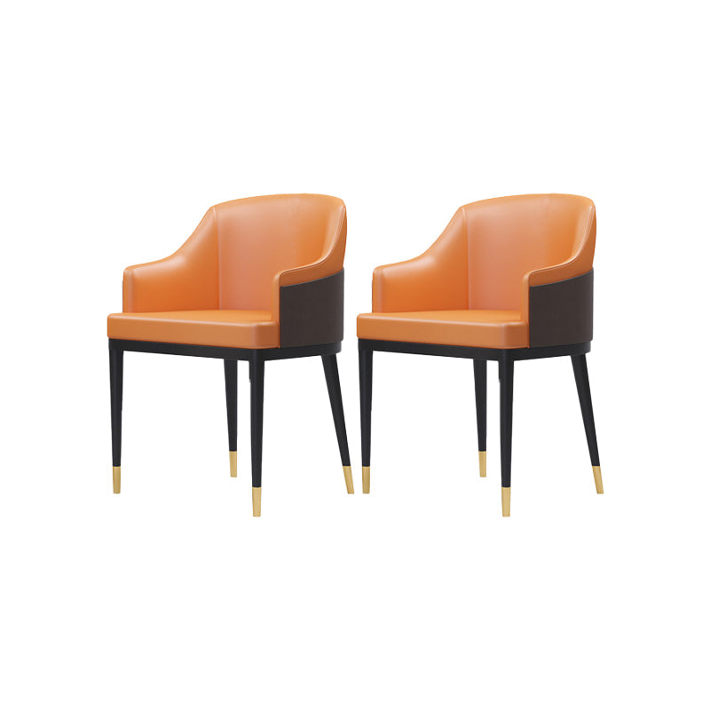 Faux Leather Dining Chairs Glam Style Parsons Arm Chair for Dining Room Coffee Orange 2 Piece Set Clearhalo 'Dining Chairs' 'Dining Tables & Seating' 'dining_chair' 'furn' 'furn_dining_chair' 'Furniture' 'Kitchen & Dining Furniture' 7875022