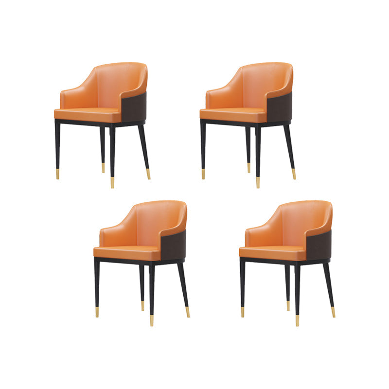 Faux Leather Dining Chairs Glam Style Parsons Arm Chair for Dining Room Coffee Orange 4 Piece Set Clearhalo 'Dining Chairs' 'Dining Tables & Seating' 'dining_chair' 'furn' 'furn_dining_chair' 'Furniture' 'Kitchen & Dining Furniture' 7875023