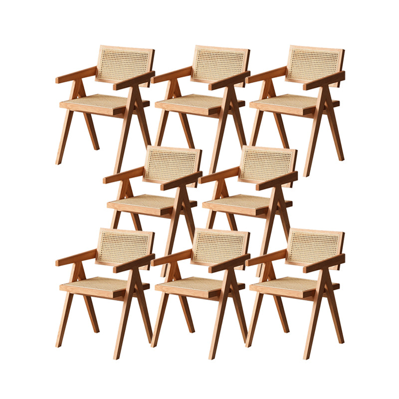 Solid Wood Dining Chairs Modern Style Open Back Home Dining Chairs Natural 8 Piece Set Clearhalo 'Dining Chairs' 'Dining Tables & Seating' 'dining_chair' 'furn' 'furn_dining_chair' 'Furniture' 'Kitchen & Dining Furniture' 7875035