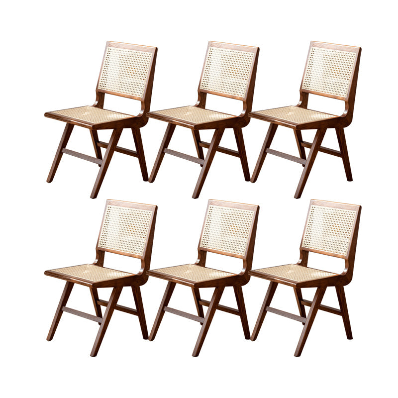Solid Wood Dining Chairs Modern Style Open Back Home Dining Chairs Dark Brown 6 Piece Set Clearhalo 'Dining Chairs' 'Dining Tables & Seating' 'dining_chair' 'furn' 'furn_dining_chair' 'Furniture' 'Kitchen & Dining Furniture' 7875063