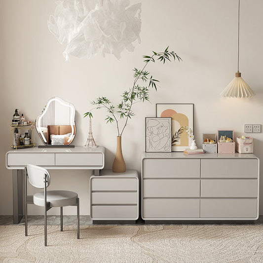 Gray Contemporary Bedroom Wooden With Drawer Lighted Mirror Make-up Vanity Cloud