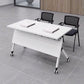 Rectangular Shaped Folding Writing Desk Wood with Metal Legs in White 70.9"L x 23.6"W x 29.5"H Clearhalo 'furn' 'furn_office_desk' 'Furniture' 'Office Desks' 'Office Furniture' 'office_desk' 7876353