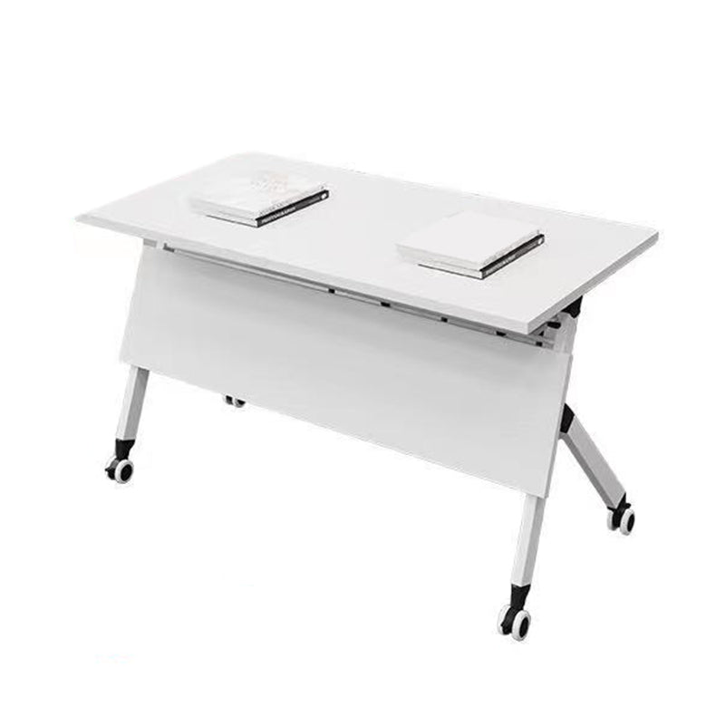Rectangular Shaped Folding Writing Desk Wood with Metal Legs in White Clearhalo 'furn' 'furn_office_desk' 'Furniture' 'Office Desks' 'Office Furniture' 'office_desk' 7876358