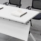 Rectangular Shaped Folding Writing Desk Wood with Metal Legs in White Clearhalo 'furn' 'furn_office_desk' 'Furniture' 'Office Desks' 'Office Furniture' 'office_desk' 7876360
