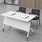 Rectangular Shaped Folding Writing Desk Wood with Metal Legs in White Clearhalo 'furn' 'furn_office_desk' 'Furniture' 'Office Desks' 'Office Furniture' 'office_desk' 7876364