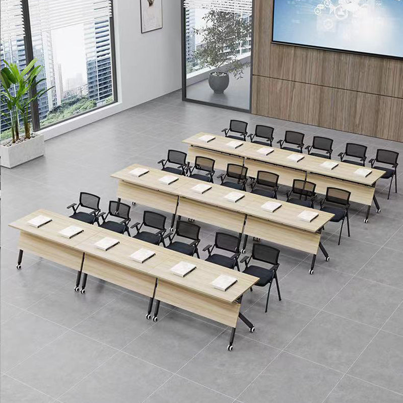 Rectangular Shaped Folding Writing Desk Wood with Metal Legs in White Clearhalo 'furn' 'furn_office_desk' 'Furniture' 'Office Desks' 'Office Furniture' 'office_desk' 7876365