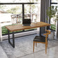 Rectangular Shaped Office Writing Desk Pine with 2 Legs in Brown 78.7"L x 31.5"W x 29.5"H Clearhalo 'furn' 'furn_office_desk' 'Furniture' 'Office Desks' 'Office Furniture' 'office_desk' 7876435